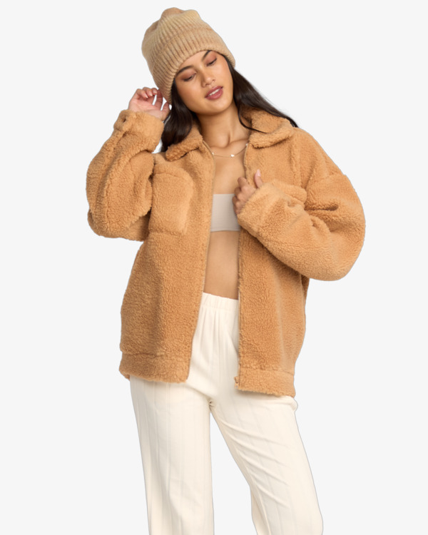 3 Resound Sherpa Shacket - Oversized Fit Jacket for Women Beige 24B483501 Billabong