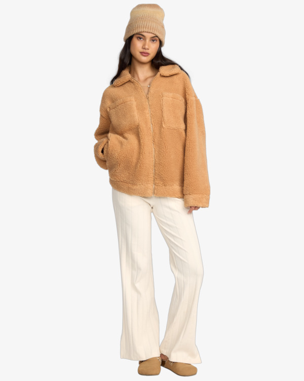 1 Resound Sherpa Shacket - Oversized Fit Jacket for Women Beige 24B483501 Billabong