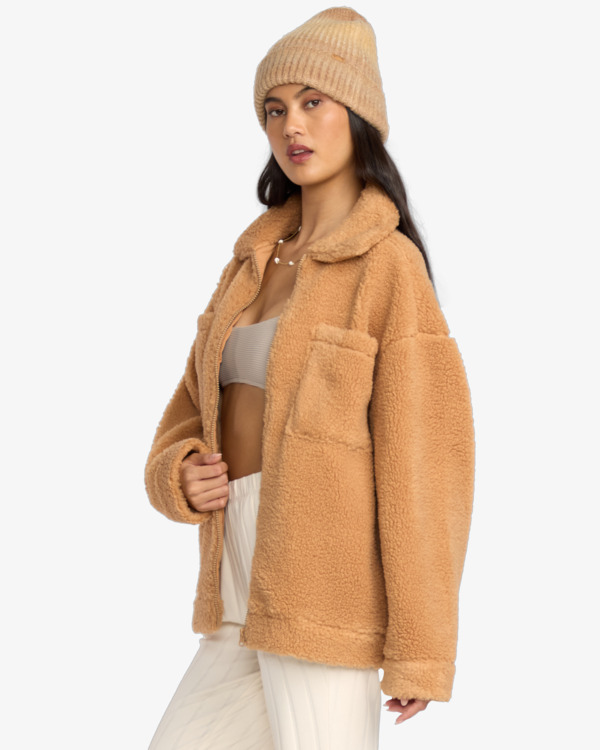 4 Resound Sherpa Shacket - Oversized Fit Jacket for Women Beige 24B483501 Billabong