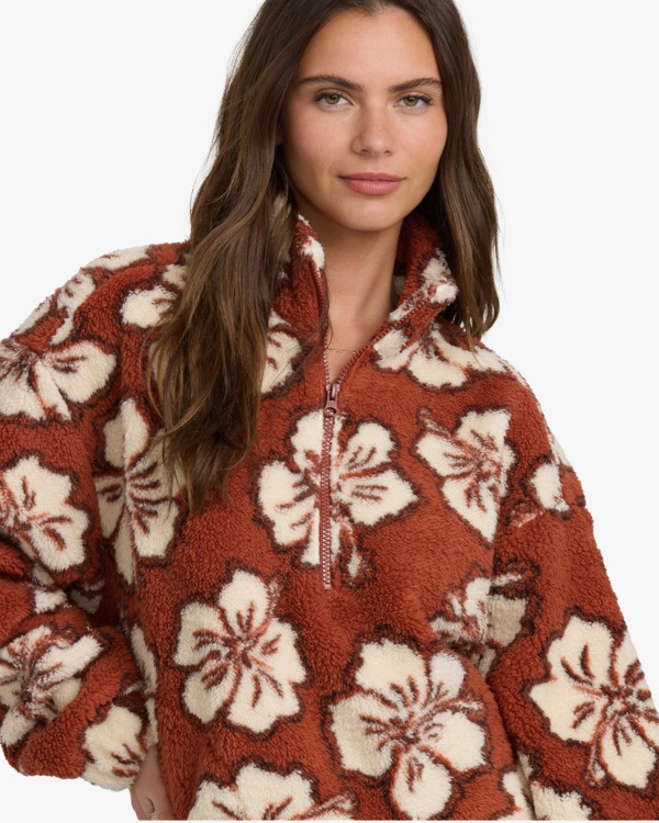 1 All The Time Sherpa - Fleece met Halve Rits für Dames Brown 24B484504 Billabong