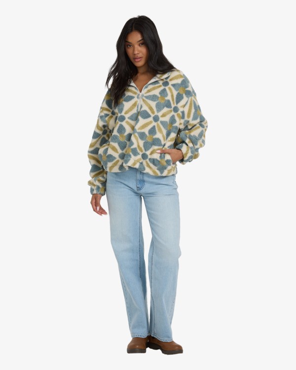 2 All The Time Sherpa - Fleece met Halve Rits für Dames Blue 24B484504 Billabong