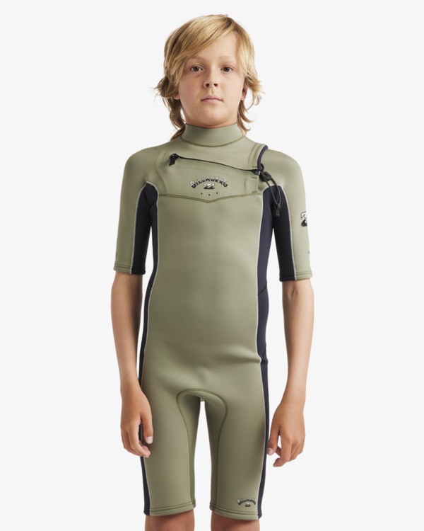 0 2/2mm Absolute Natural - Wetsuit met korte mouwen en borstrits voor Jongens 8-16 Green 24CW191505 Billabong