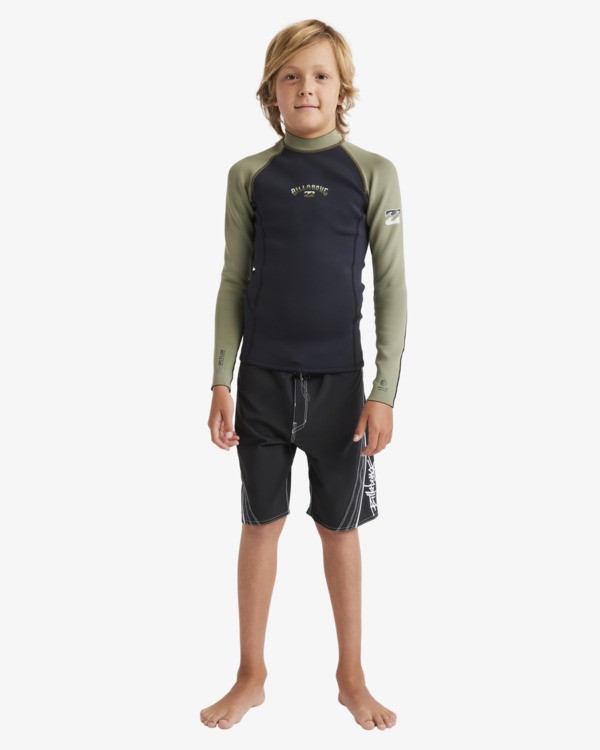 7 1/1mm Boys Absolute Natural - Wetsuit Jack met Achterrits voor Jongens 8-16 Green 24CW191508 Billabong