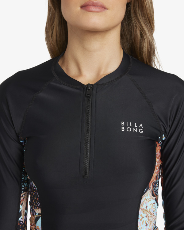 3 Forever Folk Reef - Long Sleeve Zipped Rash Vest for Women Black 24O034573 Billabong