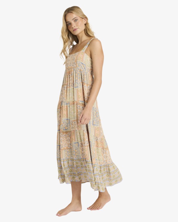 3 All Good Maxi - Abito in viscosa stropicciata da Donna Blue 24O601606 Billabong