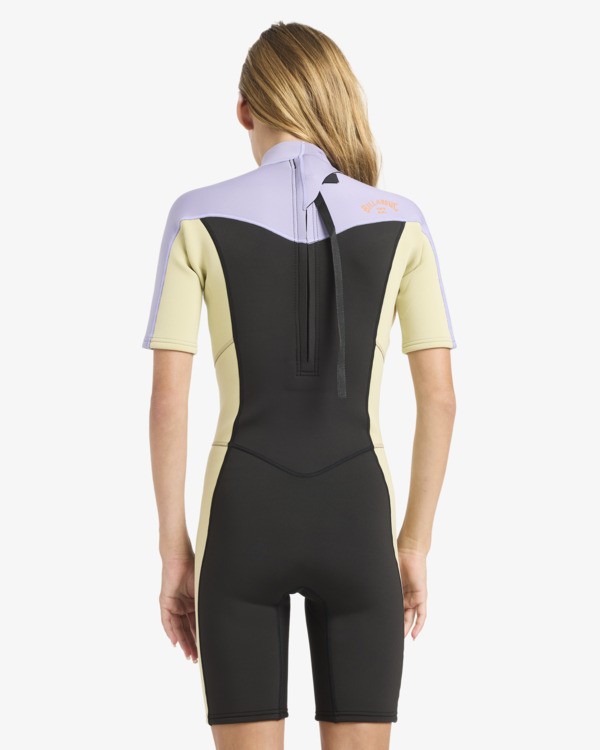 2 2/2mmn Synergy - Short Sleeve Back Zip Springsuit for Girls 8-16 Grey 24RW251601 Billabong