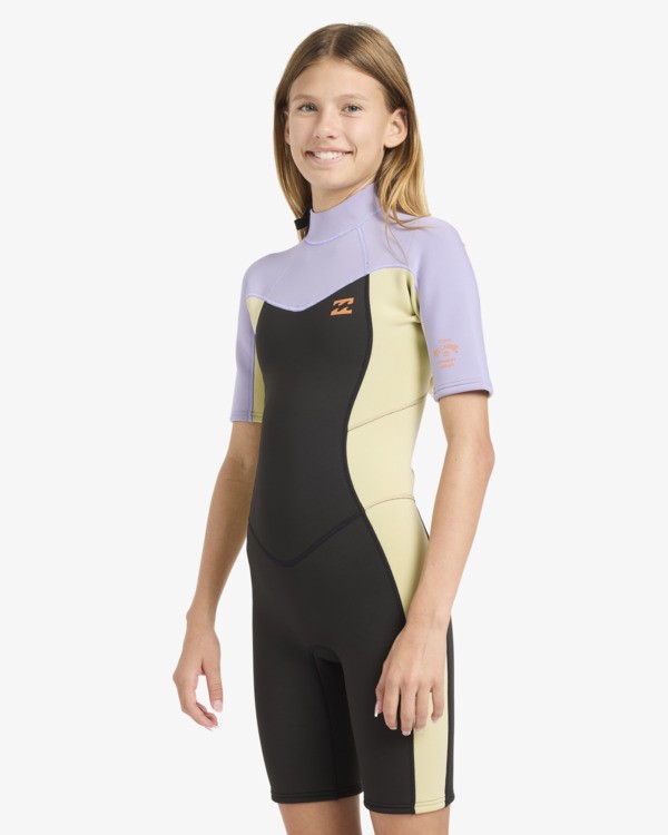 3 2/2mmn Synergy - Short Sleeve Back Zip Springsuit for Girls 8-16 Grey 24RW251601 Billabong