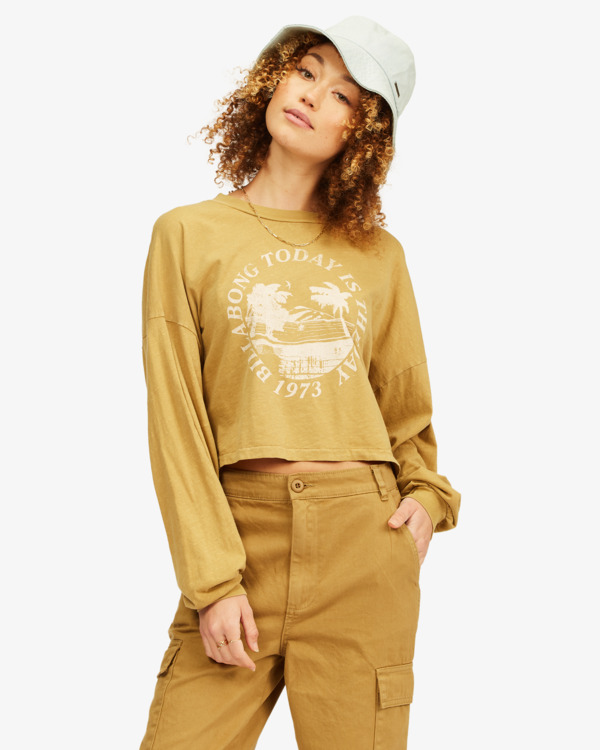 0 Beach Friend - Cropped Long Sleeve T-Shirt for Women Green A3LS41BIW0 Billabong