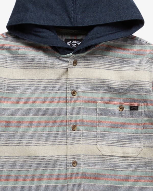 2 Boy's Baja Hooded Flannel Shirt Blue ABBWT00123 Billabong