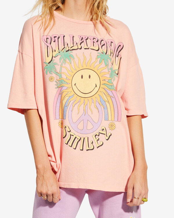3 Billabong x Smiley True Boy - T-shirt oversize pour Femme Rose ABJKT00455 Billabong