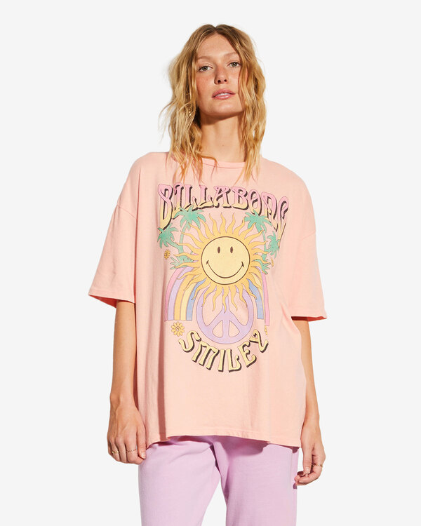 0 Billabong x Smiley True Boy - T-shirt oversize pour Femme Rose ABJKT00455 Billabong