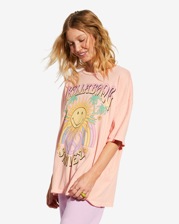 2 Billabong x Smiley True Boy - T-shirt oversize pour Femme Rose ABJKT00455 Billabong