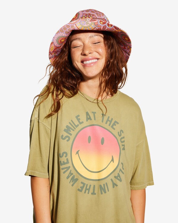 5 Billabong x Smiley True Boy - Oversized T-shirt voor Dames Beige ABJKT00455 Billabong