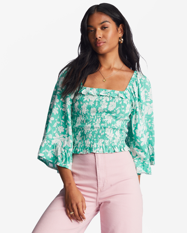 0 Be My Babe - Bell Sleeve Top for Women Green ABJWT00391 Billabong