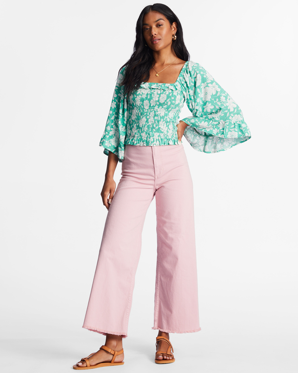 1 Be My Babe - Bell Sleeve Top for Women Green ABJWT00391 Billabong