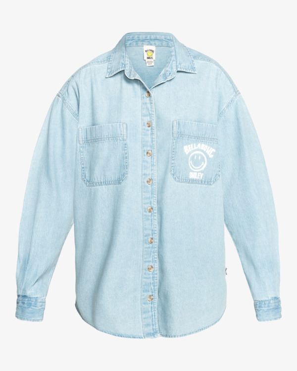 4 Billabong x Smiley Down The Coast - Overhemd met Lange Mouwen voor Dames Green ABJWT00402 Billabong