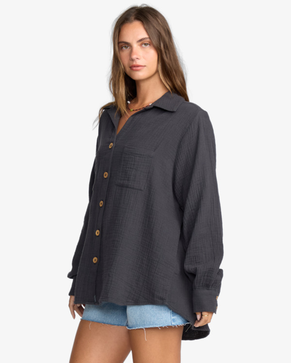 3 Swell Blouse - Button Down Shirt for Women Black ABJWT00487 Billabong