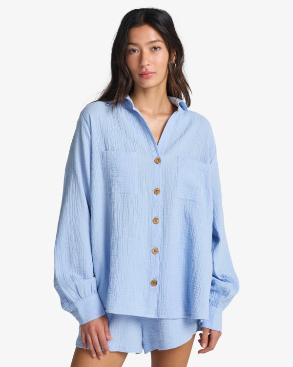 0 Swell Blouse - Chemise boutonn&eacute;e pour Femme Bleu ABJWT00487 Billabong