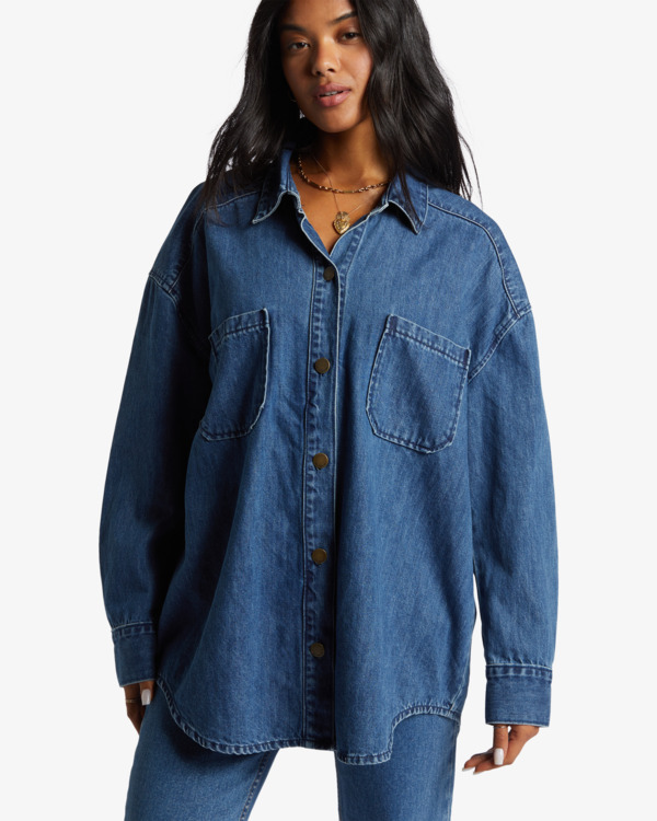 4 Deep Sea  - Denim Shirt for Women Blue ABJWT00526 Billabong