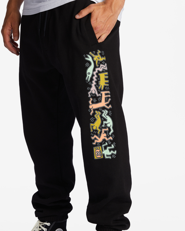 3 Keith Haring Jam - Jogginghose f&uuml;r M&auml;nner Schwarz ABYNP00153 Billabong
