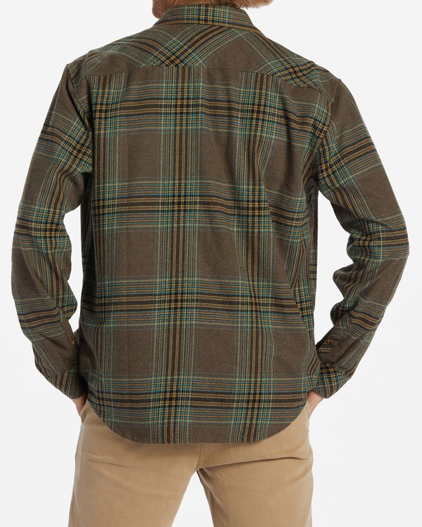 2 Coastline Flannel - Logn Sleeve Shirt for Men Brown ABYWT00247 Billabong
