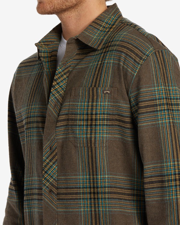 4 Coastline Flannel - Logn Sleeve Shirt for Men Brown ABYWT00247 Billabong