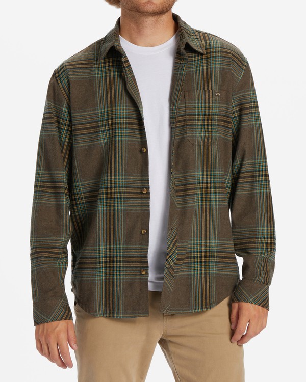 0 Coastline Flannel - Logn Sleeve Shirt for Men Brown ABYWT00247 Billabong
