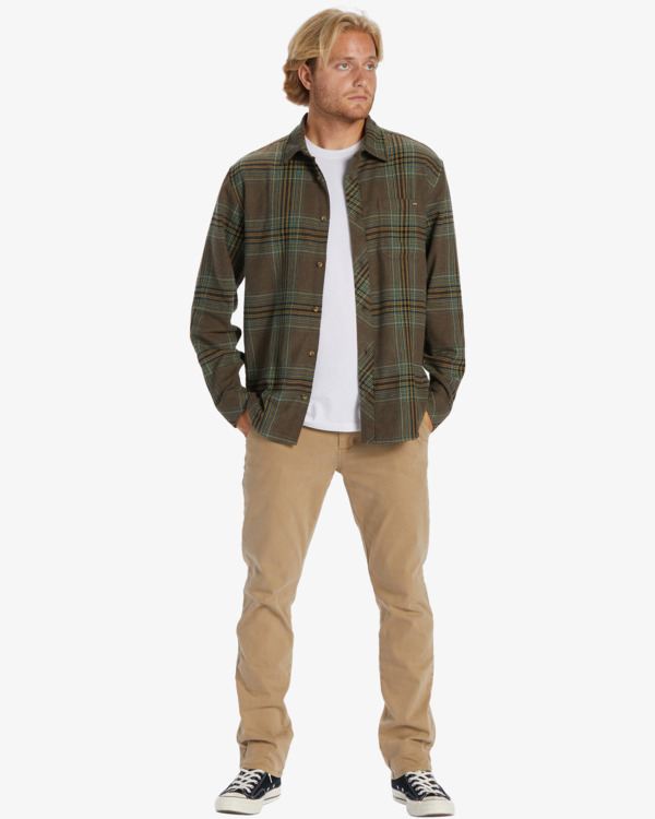 1 Coastline Flannel - Logn Sleeve Shirt for Men Brown ABYWT00247 Billabong