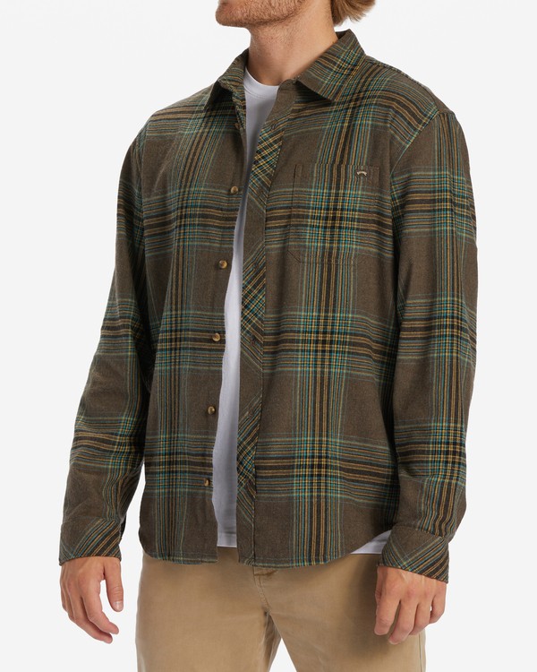 3 Coastline Flannel - Logn Sleeve Shirt for Men Brown ABYWT00247 Billabong