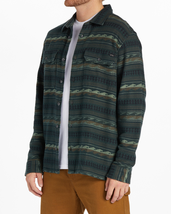 3 Offshore Jacquard Flannel - Overhemd met Lange Mouwen voor Heren Green ABYWT00249 Billabong