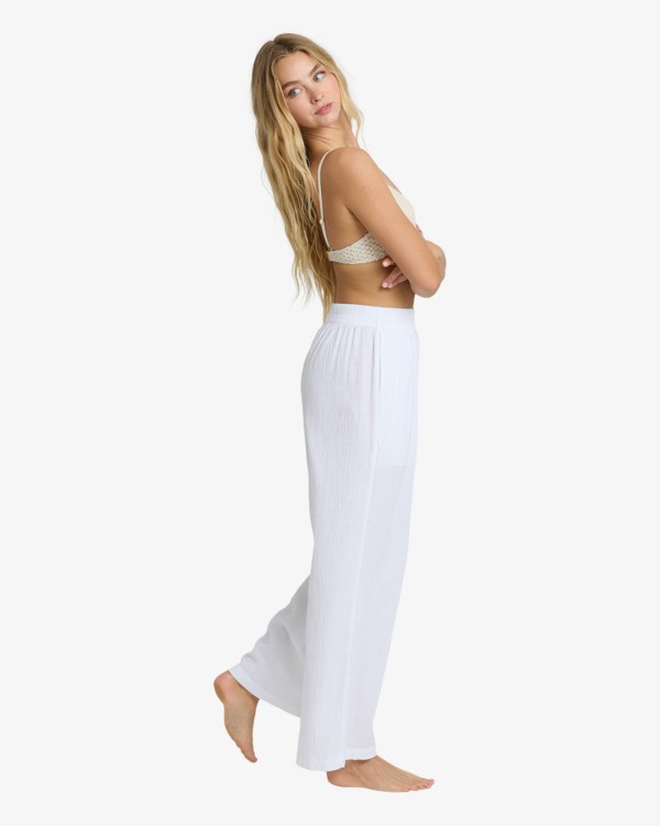 3 Follow Me - Pantalones el&aacute;sticos para mujer Blanco BL000175 Billabong