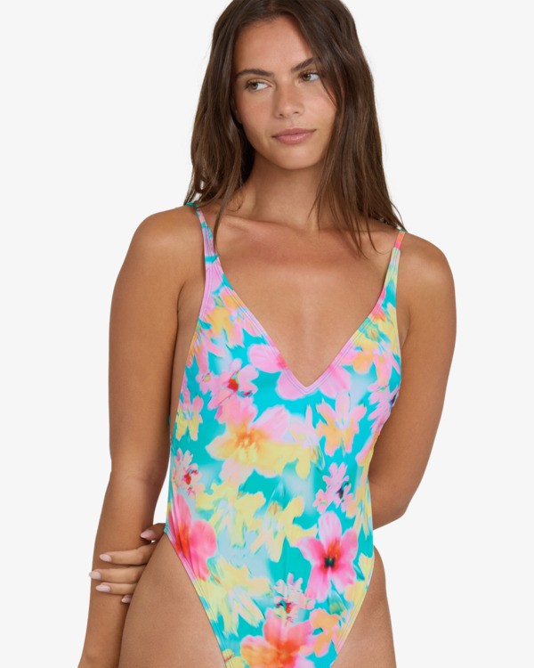 4 Pipe Dreams Deep V One-Piece Blue BL000459 Billabong