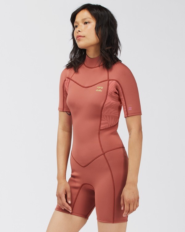 1 2/2mm Synergy 2021 - Springsuit met Korte Mouw en Achterrits voor Dames Red C42G58BIP2 Billabong