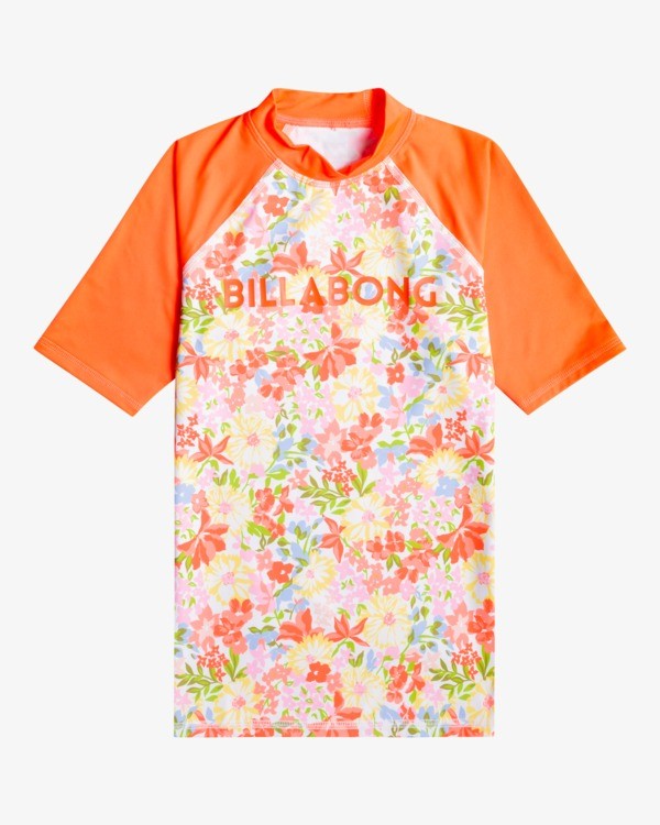 0 Swim - Short Sleeve UPF 50 Rash Vet for Girls 8 - 14 Orange C4KY31BIP2 Billabong