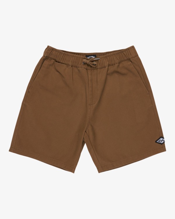 3 Larry Twill - Short de cintura el&aacute;stica para chicos 8-16 Marron EBBWS00115 Billabong