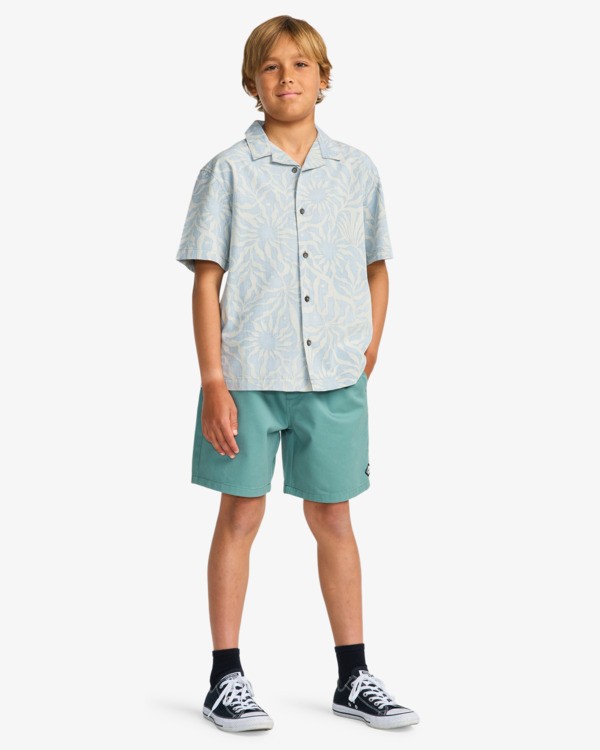 1 Larry Twill - Short de cintura el&aacute;stica para chicos 8-16 Azul EBBWS00115 Billabong