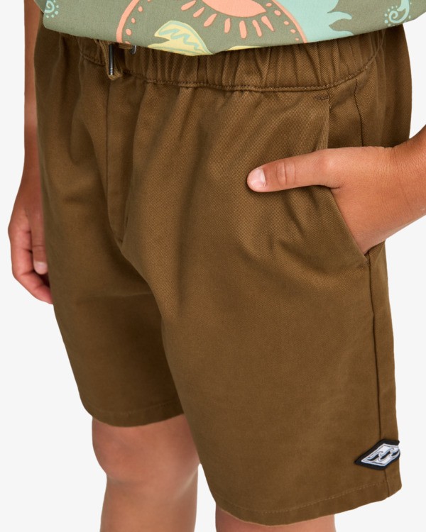 4 Larry Twill - Short de cintura el&aacute;stica para chicos 8-16 Marron EBBWS00115 Billabong