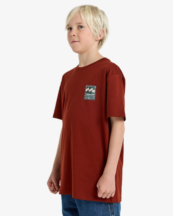 3 Stamp - Short Sleeve T-Shirt for Boys 8-16 Red EBBZT00176 Billabong