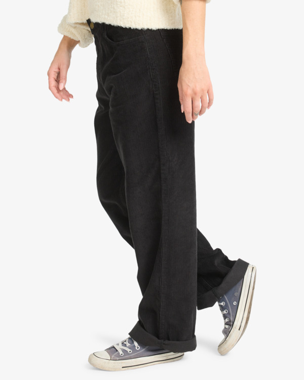 3 Midtown Cord - Fixed Waist Corduroy Trousers for Women Black EBJDP03001 Billabong