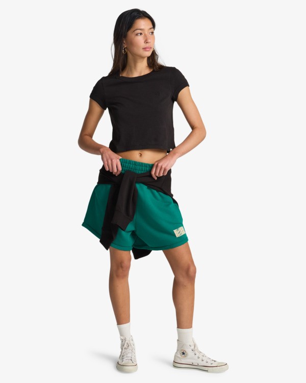 1 So Typical - Short de cintura el&aacute;stica para mujer Verde EBJFB03004 Billabong
