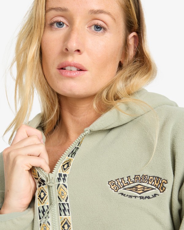 4 Winter Camp - Felpa con semi zip e cappuccio da Donna Green EBJFT00154 Billabong