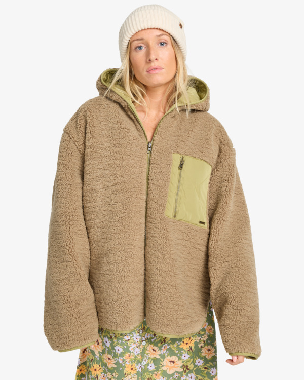 1 Oceanside - Hooded Reversible Jacket for Women Green EBJJK00173 Billabong