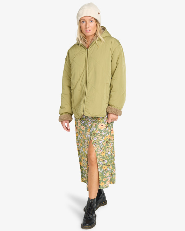 2 Oceanside - Hooded Reversible Jacket for Women Green EBJJK00173 Billabong