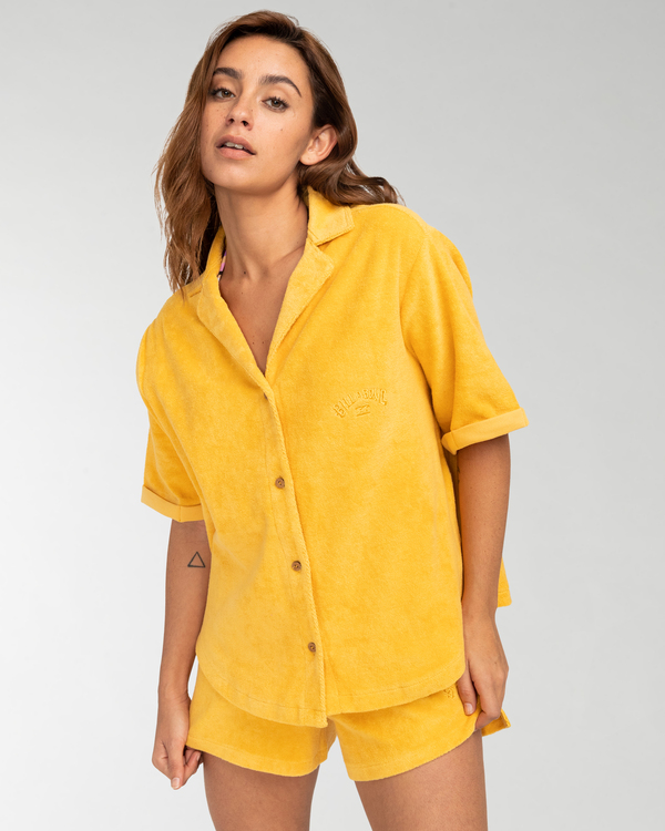 2 White Sands - Camisa cómoda de manga corta para Mujer Amarillo EBJKT00102 Billabong