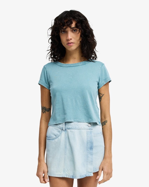 0 Daily Salt Washed - T-Shirt ajust&eacute; pour Femme Bleu EBJKT00122 Billabong