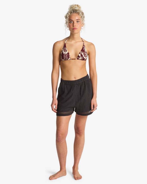 1 Summers End - Short de cintura el&aacute;stica para mujer Negro EBJNS00121 Billabong