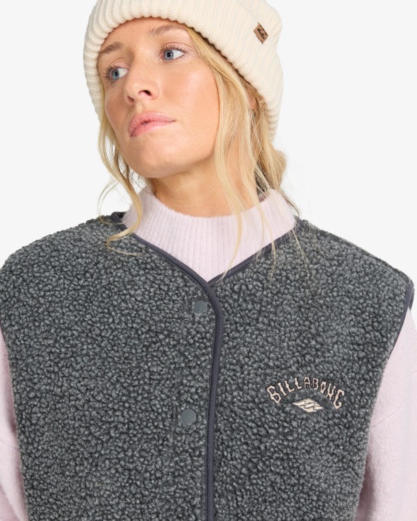 4 Be Happy - Chaleco de sherpa para mujer Negro EBJPF00118 Billabong