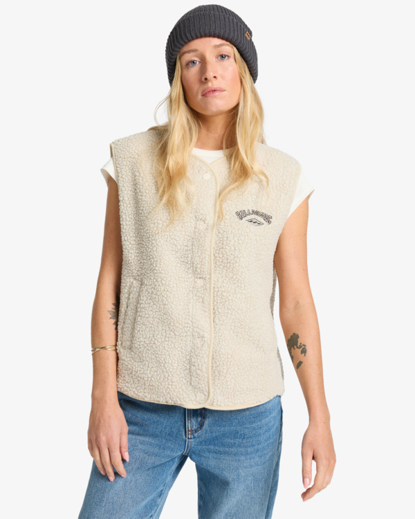 0 Be Happy - Mouwloze Sherpa Top voor Dames White EBJPF00118 Billabong