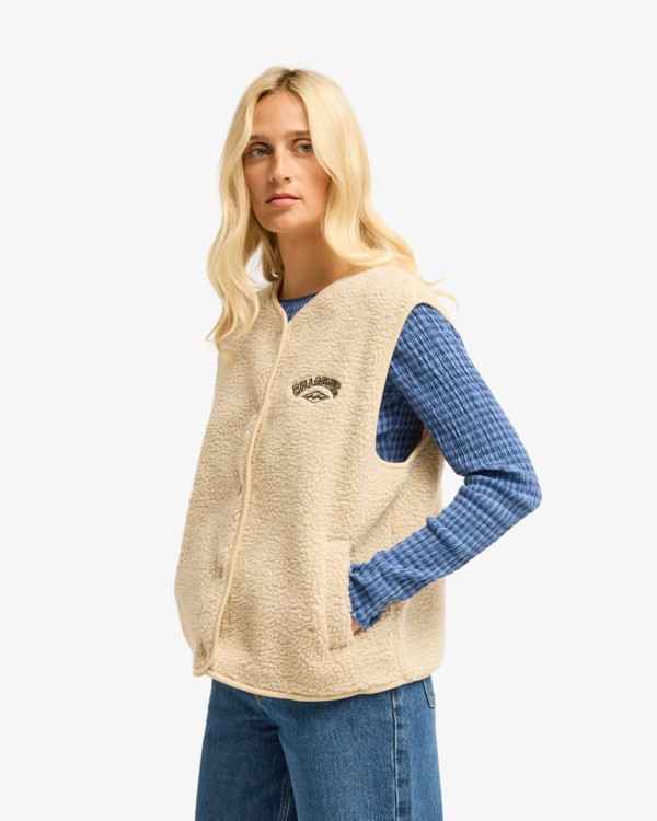 1 Be Happy - Chaleco de sherpa para mujer Blanco EBJPF00118 Billabong