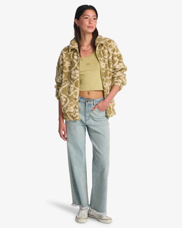 1 First Light - Fleece met Halve Rits voor Dames Green EBJPF00125 Billabong